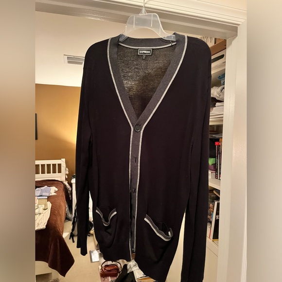 Express Men - Black Cardigan (Large) - Picture 1 of 3